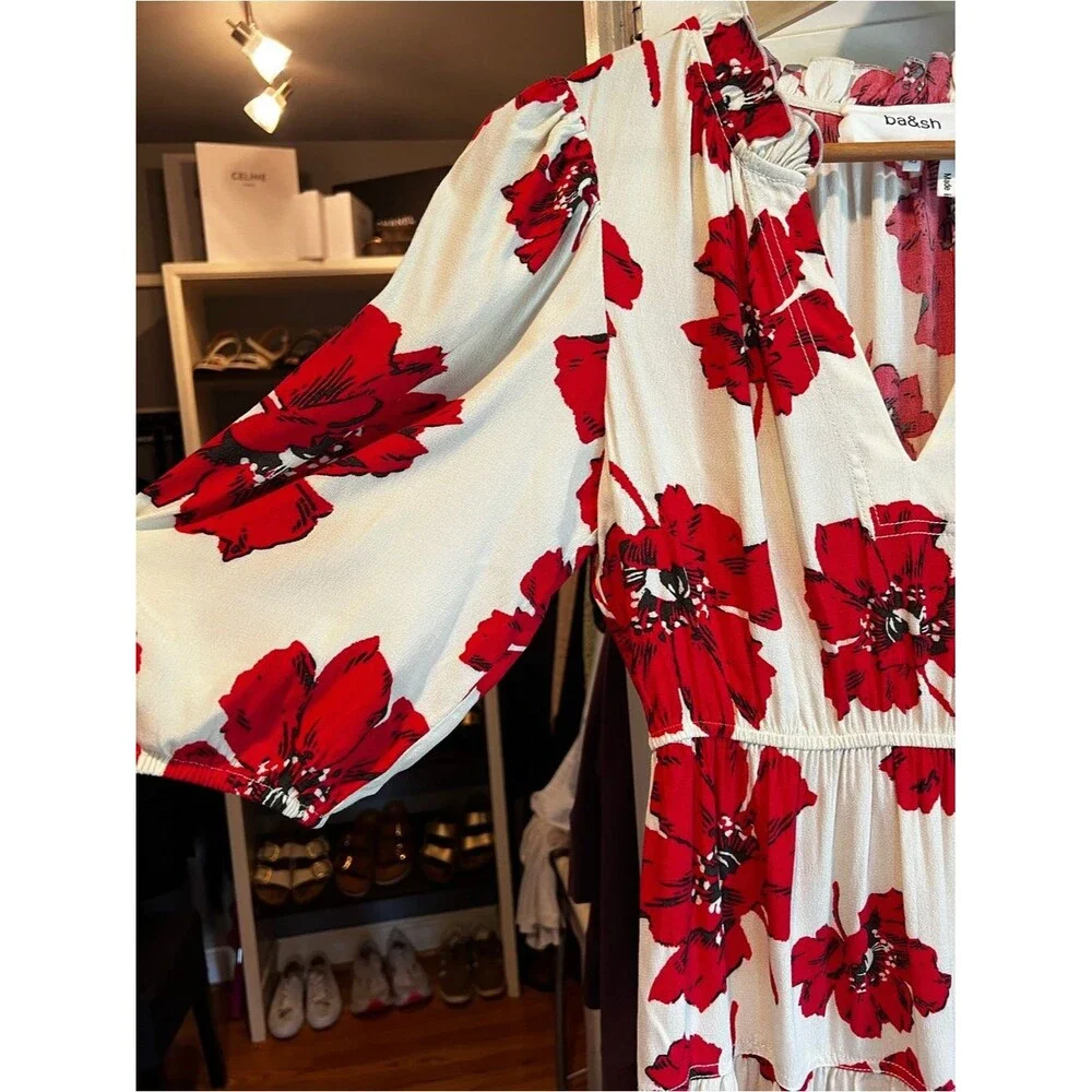 Ba&sh Kory Floral Print Midi Dress